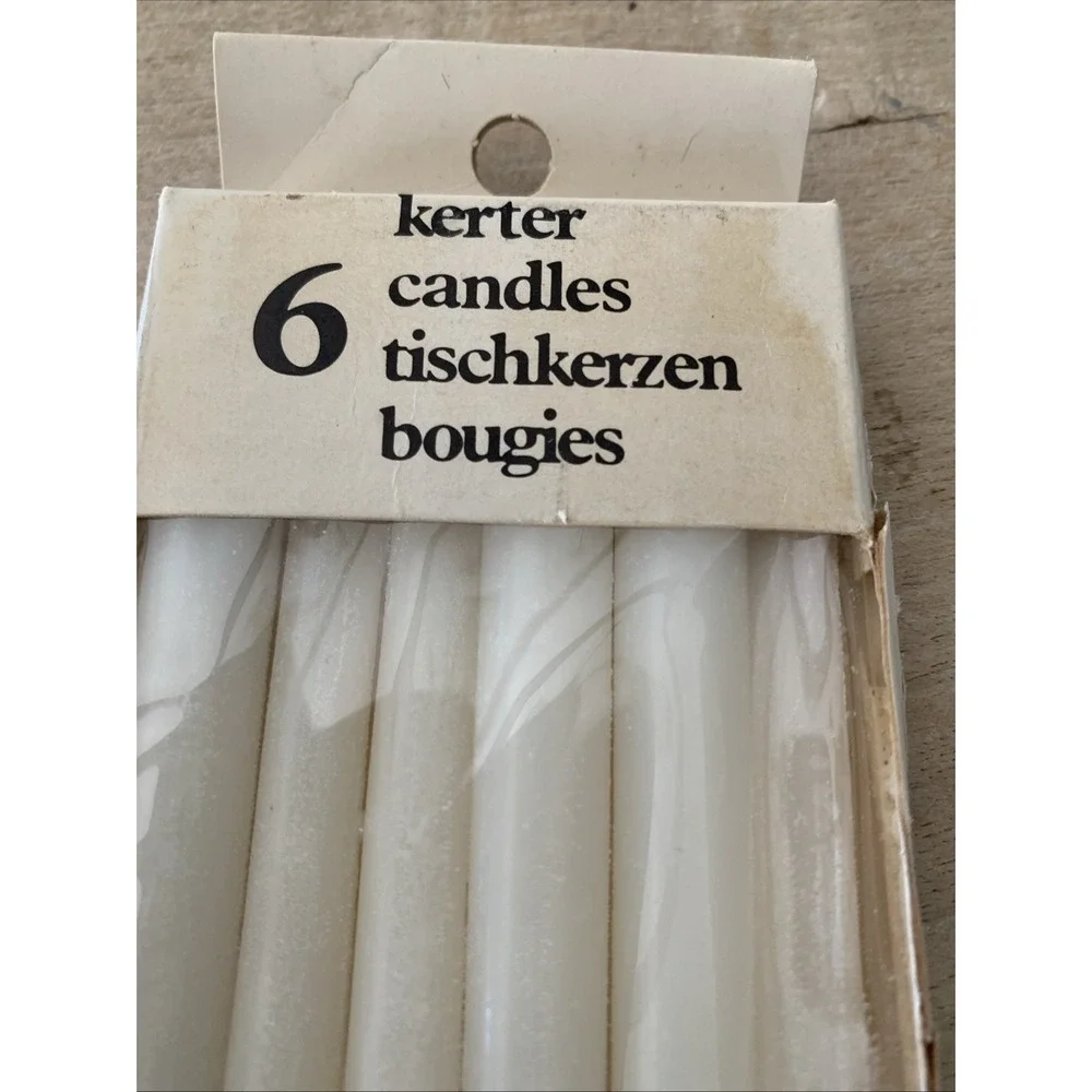 Vintage Duni Taper Candles Wax Narrow Skinny Pencil Slim MCM Set Of 6 NOS Cream